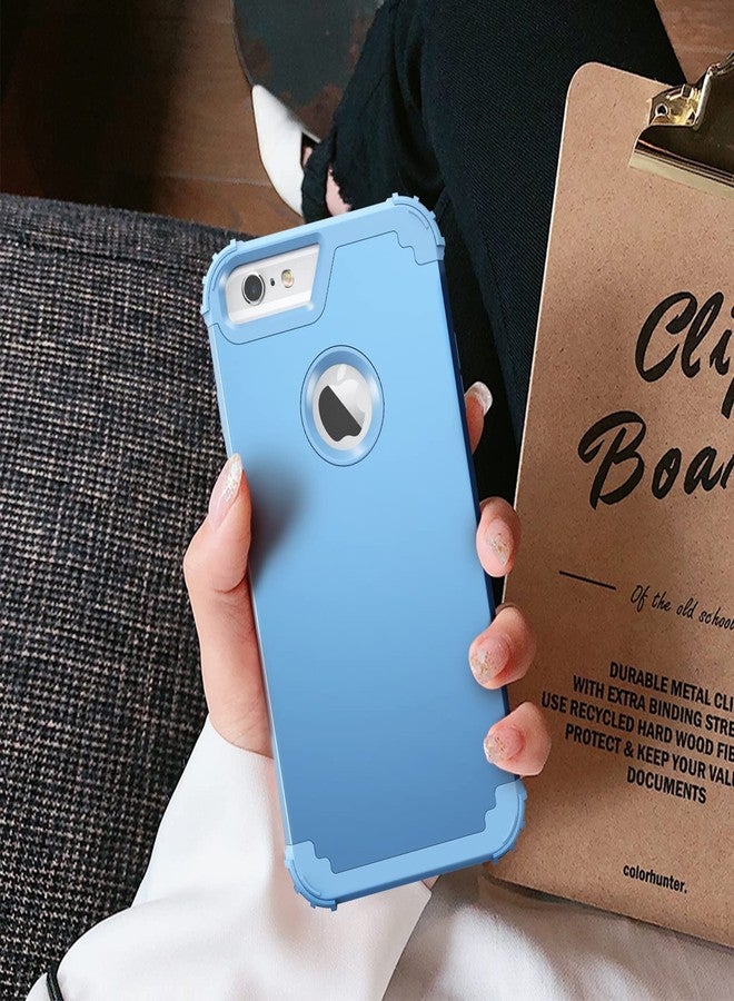 اي دي ويل جراب IDweel لهاتف iPhone 6S Plus مع واقي شاشة، جراب لهاتف iPhone 6 Plus، 3 في 1 مقاوم للصدمات، نحيف، هجين، شديد التحمل، غطاء صلب من البولي كربونات، مصد من السيليكون الناعم، غطاء كامل للجسم، أزرق سلام/أزرق سلام - Image 5